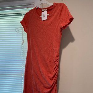 Wasabi + Mint min ruched dress orange/coral S
